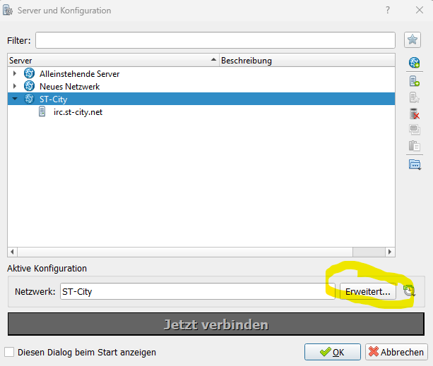 KVIRC Servereinstellungen